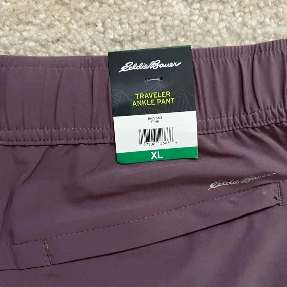 Eddie Bauer Traveler Ankle Pant Women Sz XL purple Stretch Light Weight 1669563